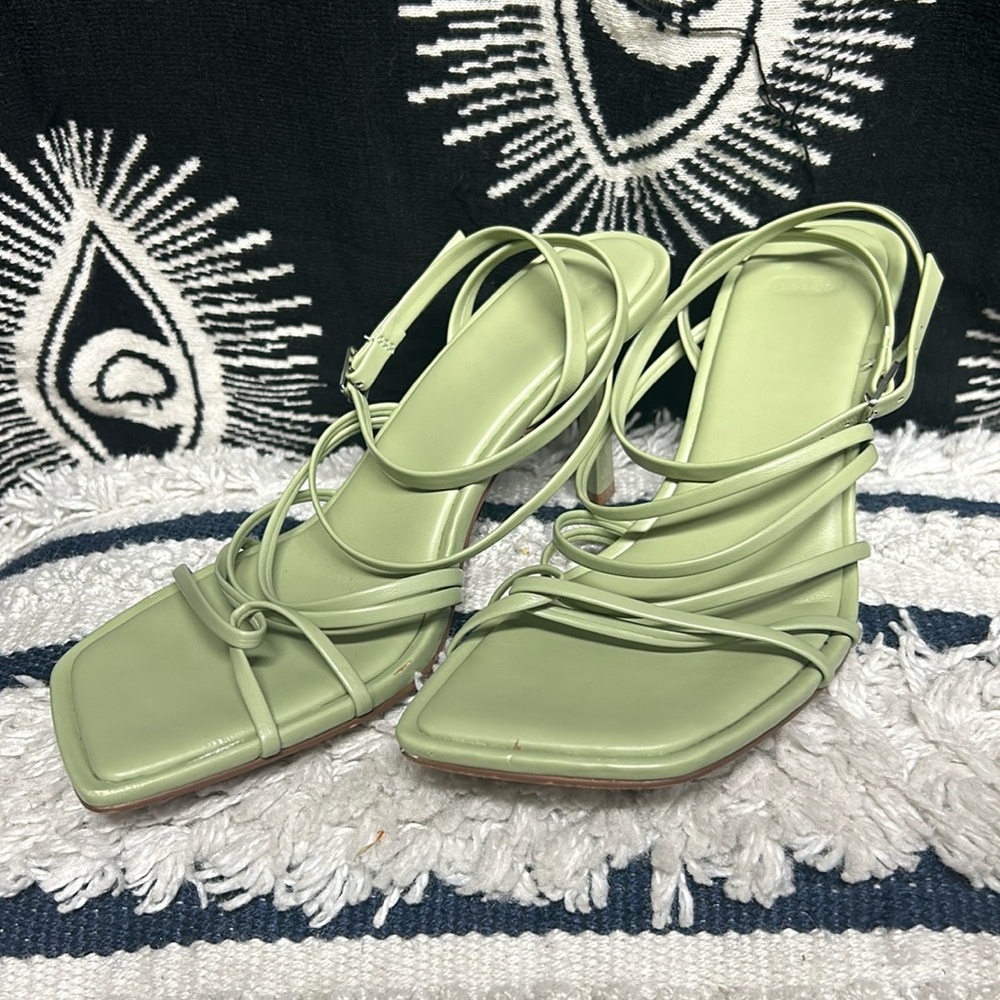 ASOS design strap heels square toe size 6 light green